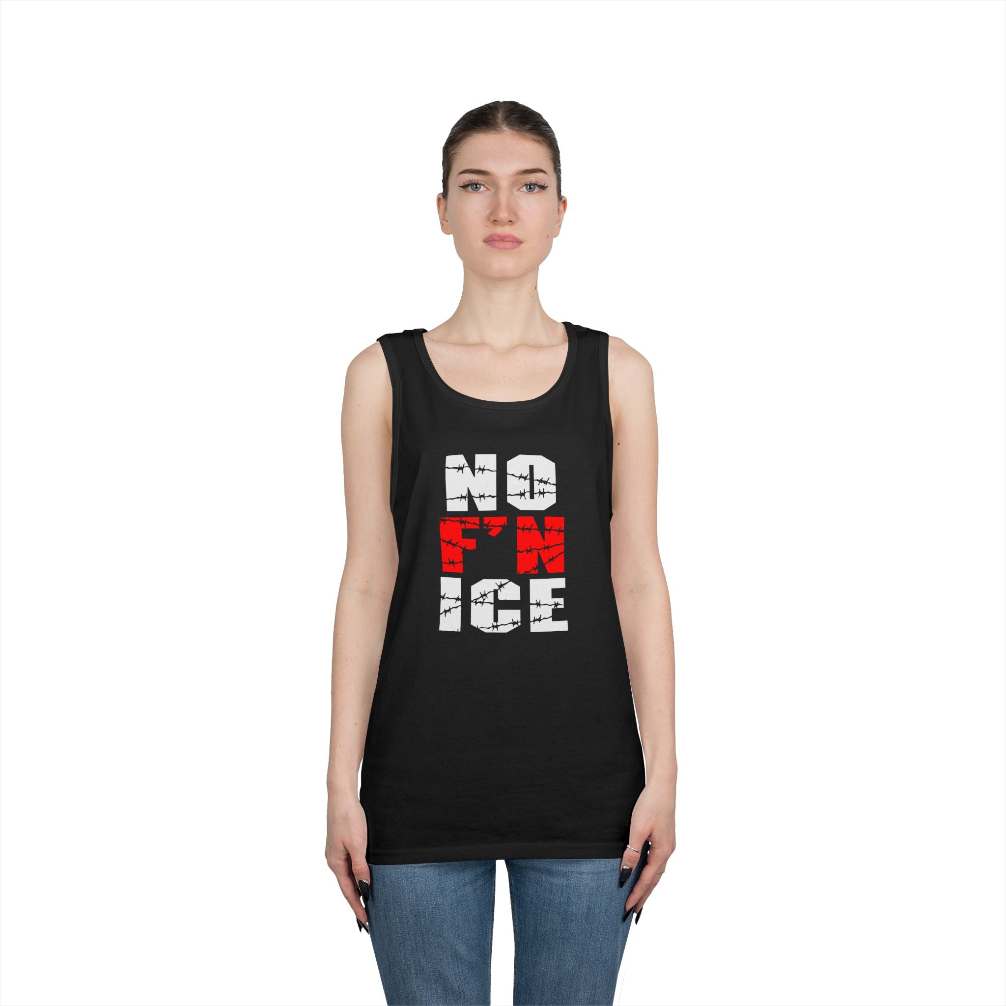 No F'n Ice Tank Top — Bold Distressed Graphic Tank for Summer Protest & Activist Style
