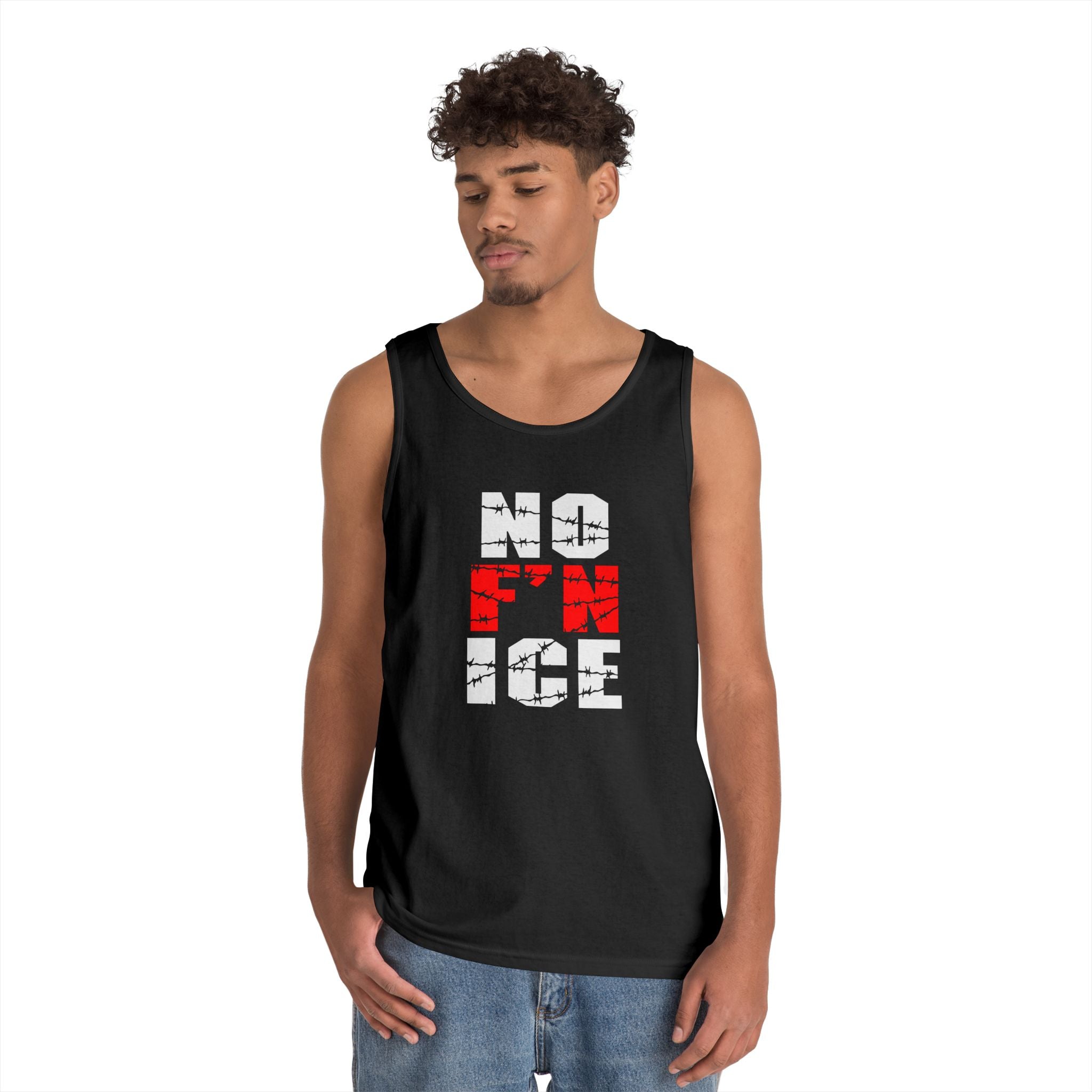 No F'n Ice Tank Top — Bold Distressed Graphic Tank for Summer Protest & Activist Style
