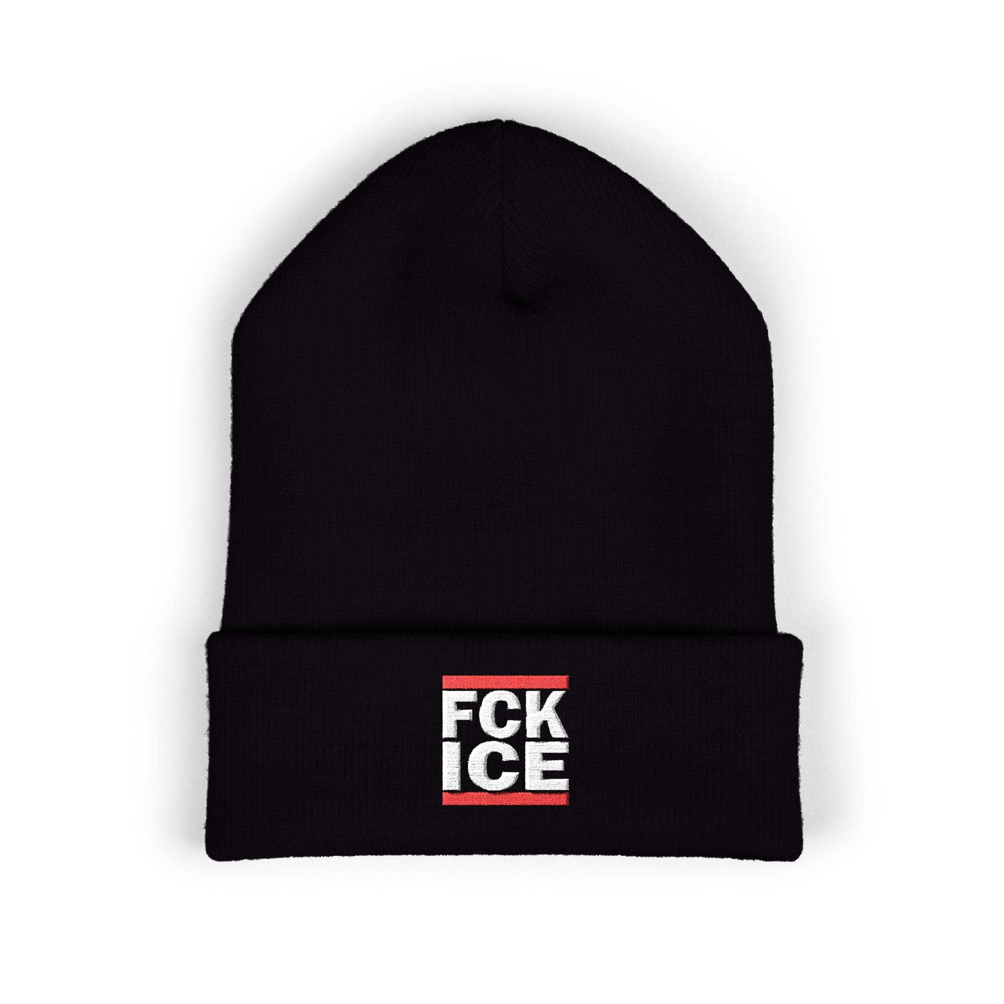Embroidered "FCK ICE" Cuffed Beanie